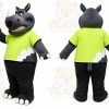 Gray Rhino Green Shirt Mascot Costume