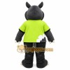 Gray Rhino Green Shirt Mascot Costume Gray Rhino Green Shirt Mascot Costume