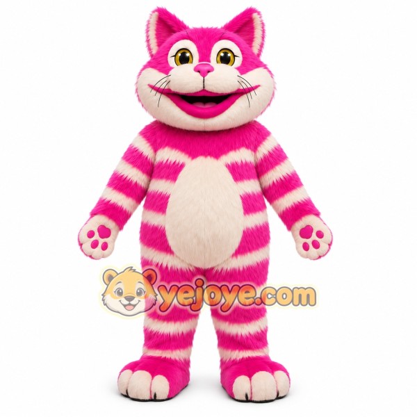 Pink Striped Cat Mascot Costume Pink Striped Cat Mascot Costume