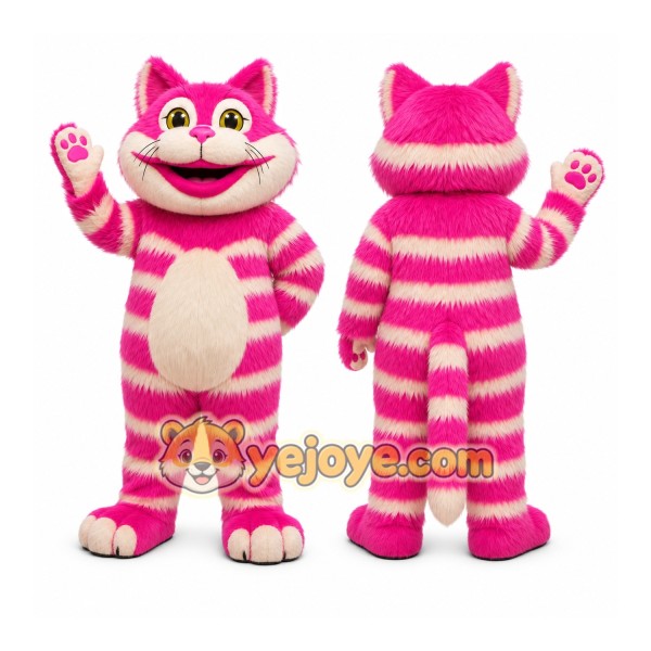 Pink Striped Cat Mascot Costume