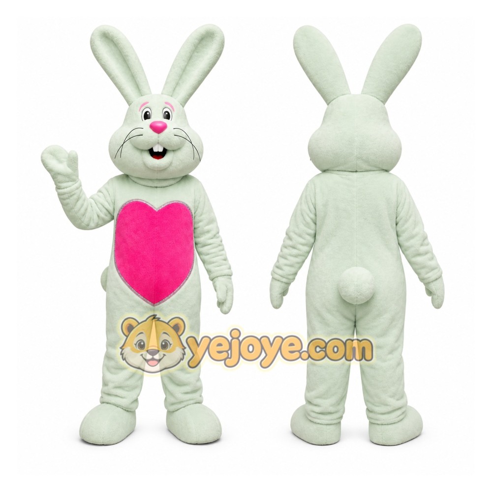 White Rabbit Heart Mascot Costume White Rabbit Heart Mascot Costume