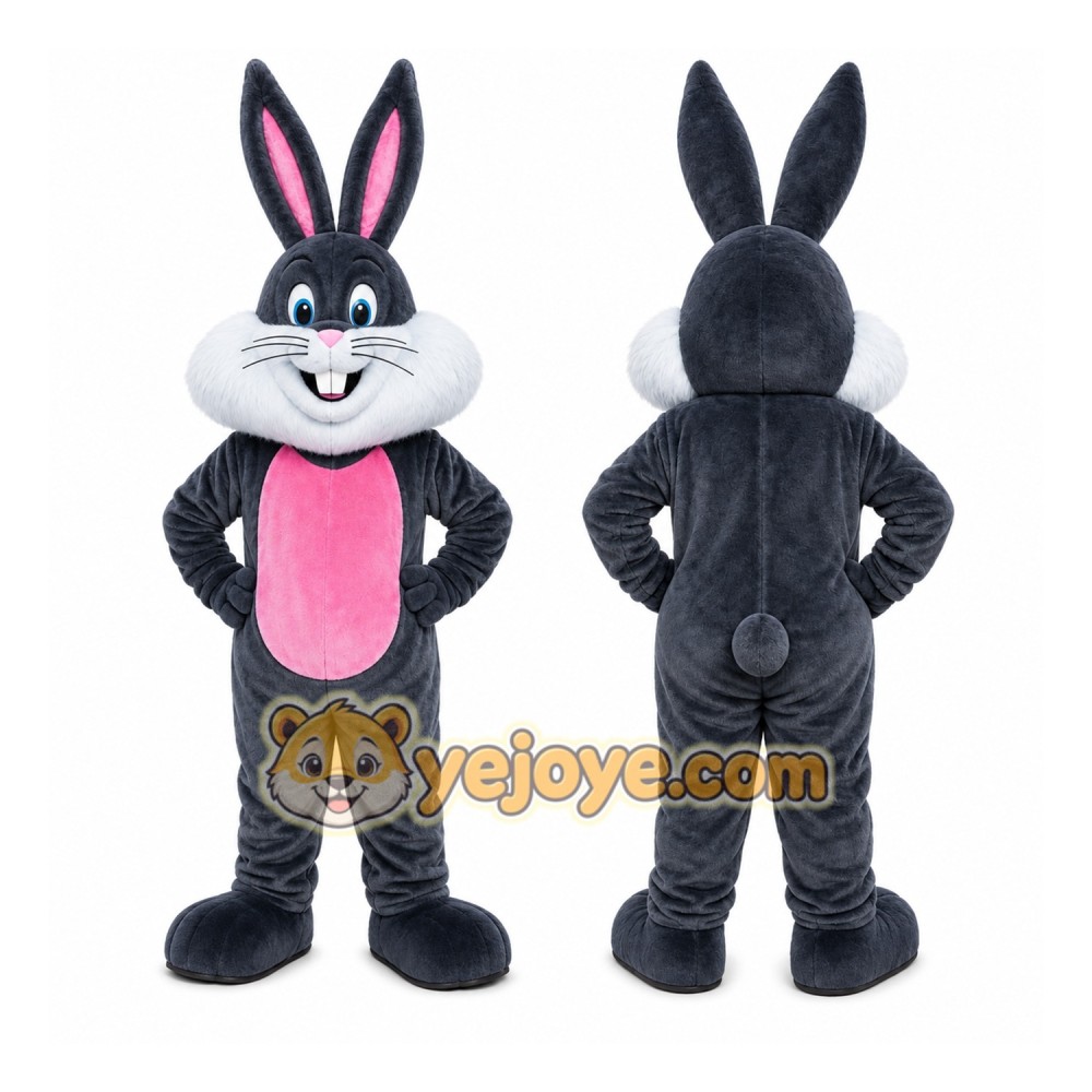 Gray Rabbit Heart Mascot Costume Gray Rabbit Heart Mascot Costume