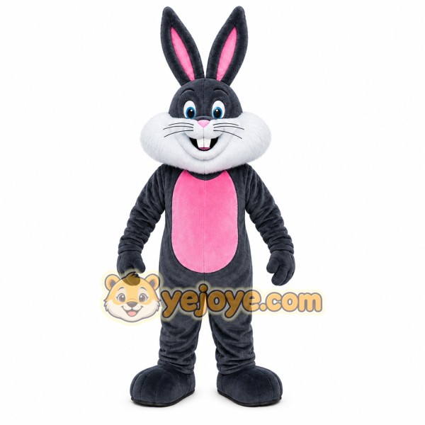 Gray Rabbit Heart Mascot Costume Gray Rabbit Heart Mascot Costume