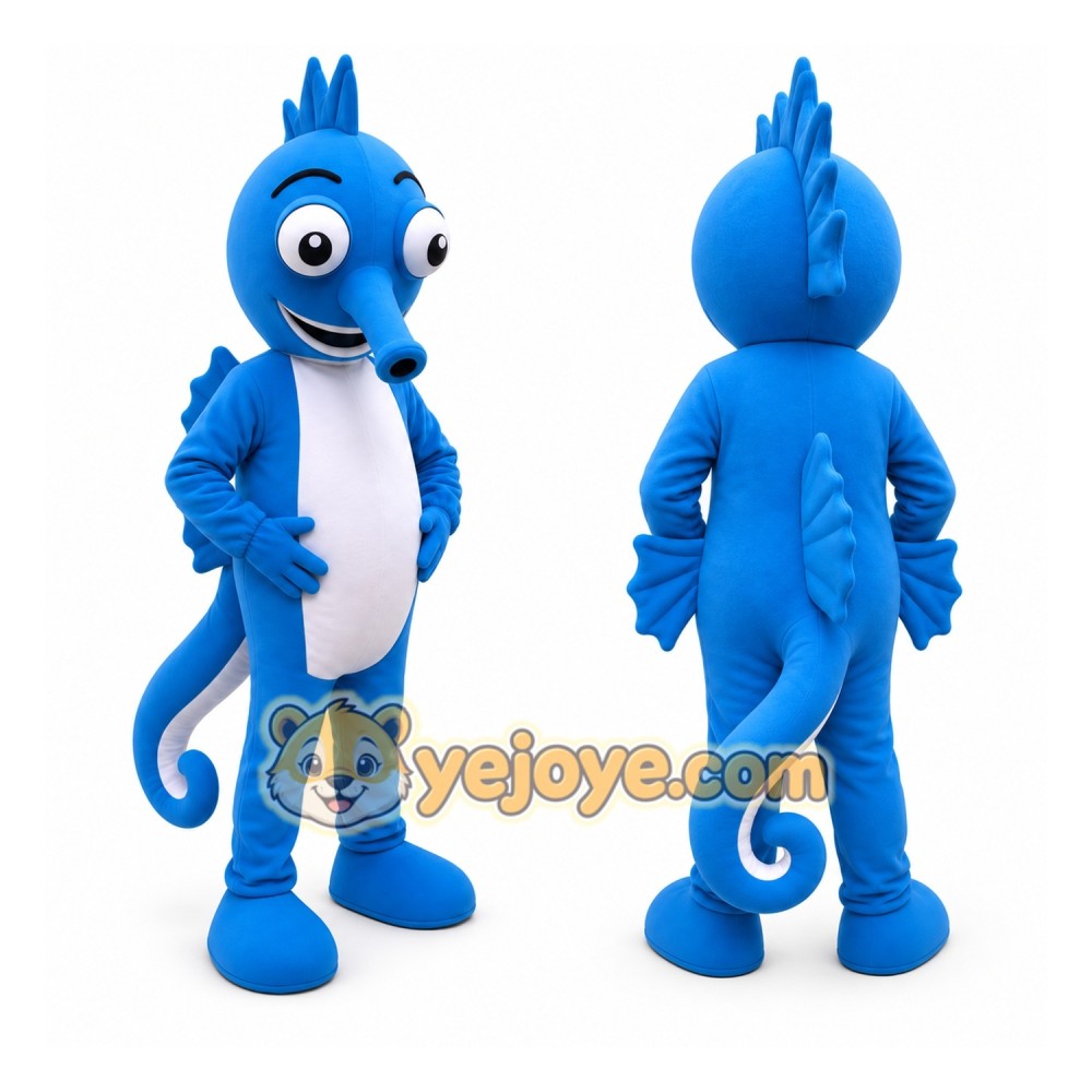 Blue Seahorse Mascot Costume Blue Seahorse Mascot Costume