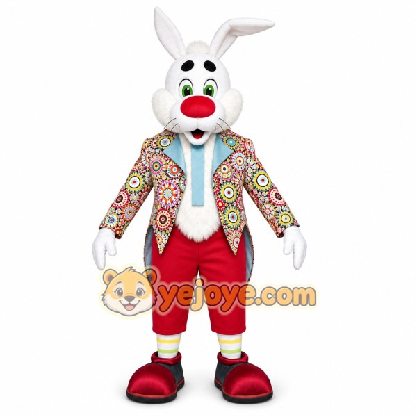 White Rabbit Floral Mascot Costume White Rabbit Floral Mascot Costume