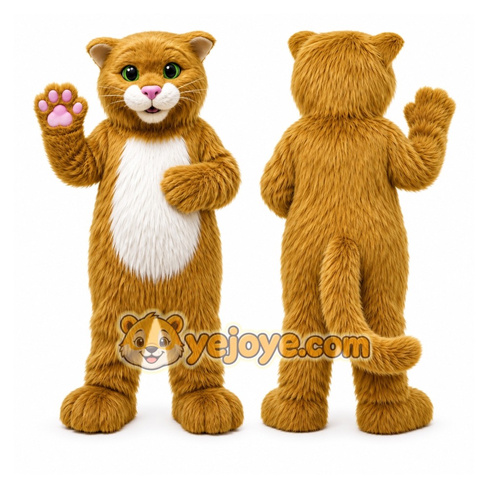 Tan Cat Mascot Costume Tan Cat Mascot Costume