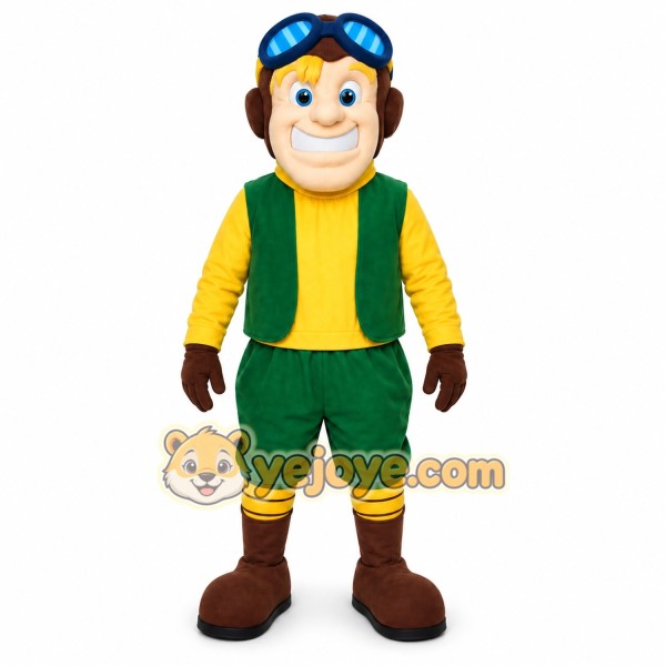 Green Worker Boy Mascot Costume