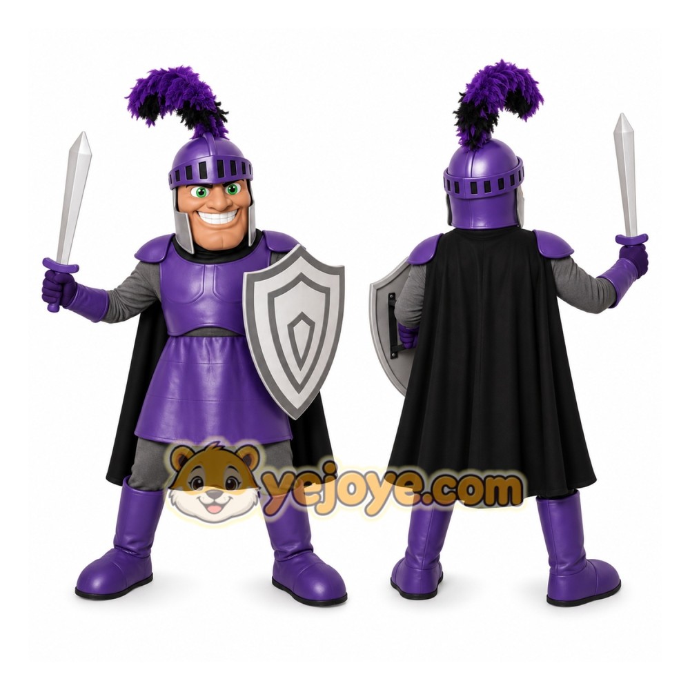 Purple Knight Mascot Costume Purple Knight Mascot Costume