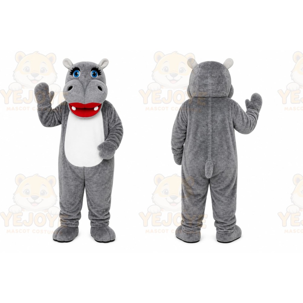 Gray Hippo Mascot Costume