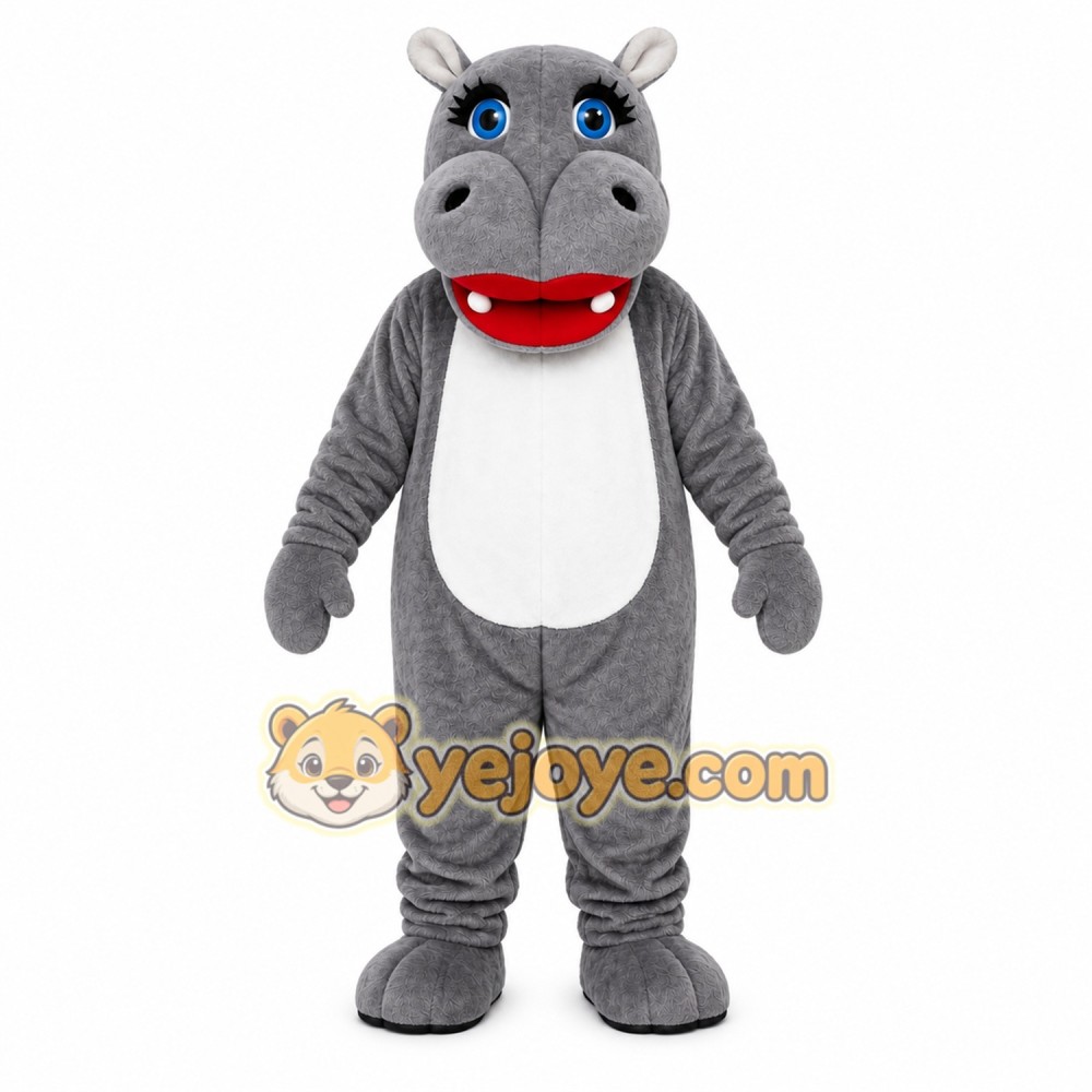 Gray Hippo Mascot Costume Gray Hippo Mascot Costume