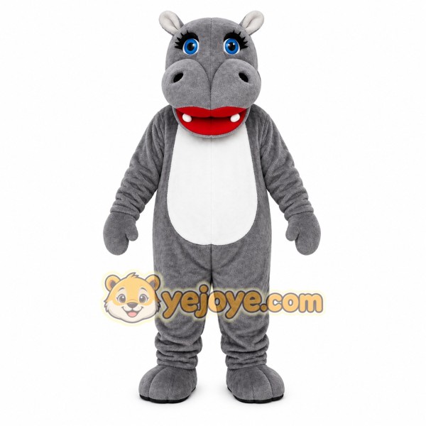 Gray Hippo Mascot Costume
