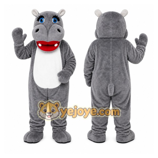 Gray Hippo Mascot Costume