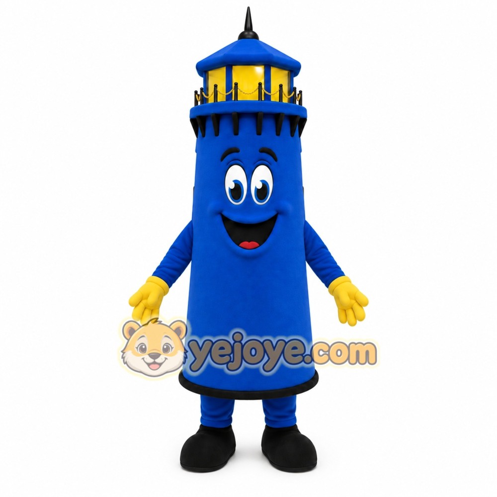 Blue Lighthouse Mascot Costume Blue Lighthouse Mascot Costume