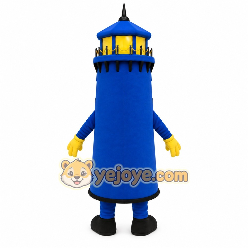 Blue Lighthouse Mascot Costume Blue Lighthouse Mascot Costume