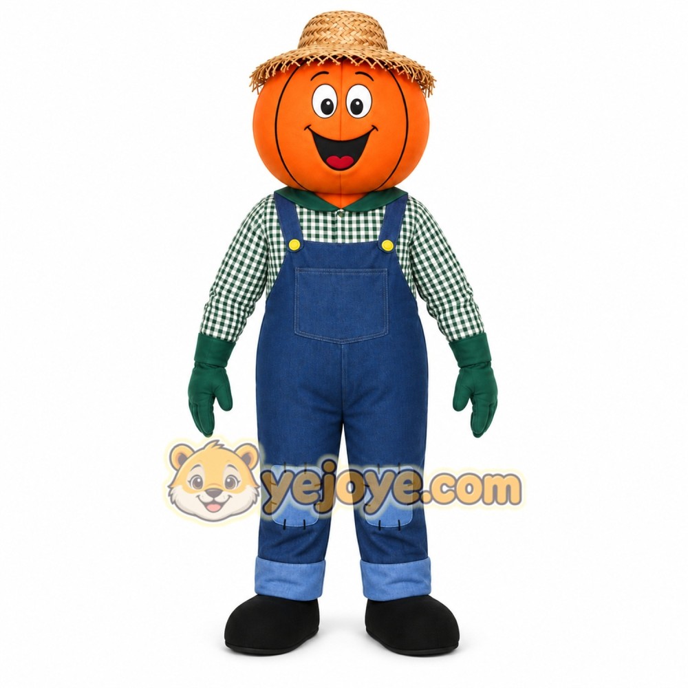 Pumpkin Farmer Mascot Costume Pumpkin Farmer Mascot Costume