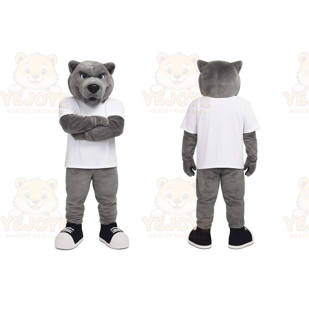 Gray Bear Mascot Costume