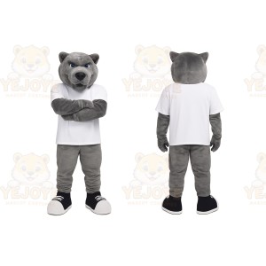 Gray Bear Mascot Costume