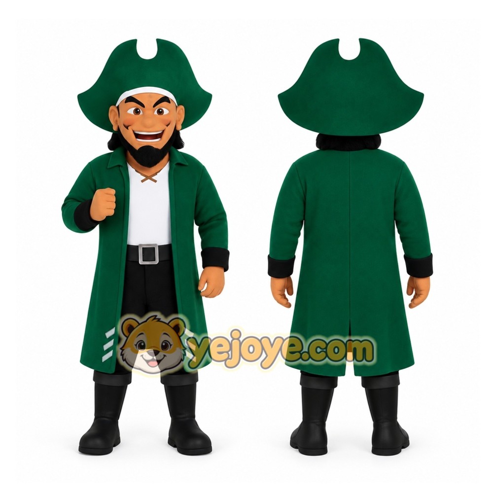 Green Pirate Mascot Costume Green Pirate Mascot Costume