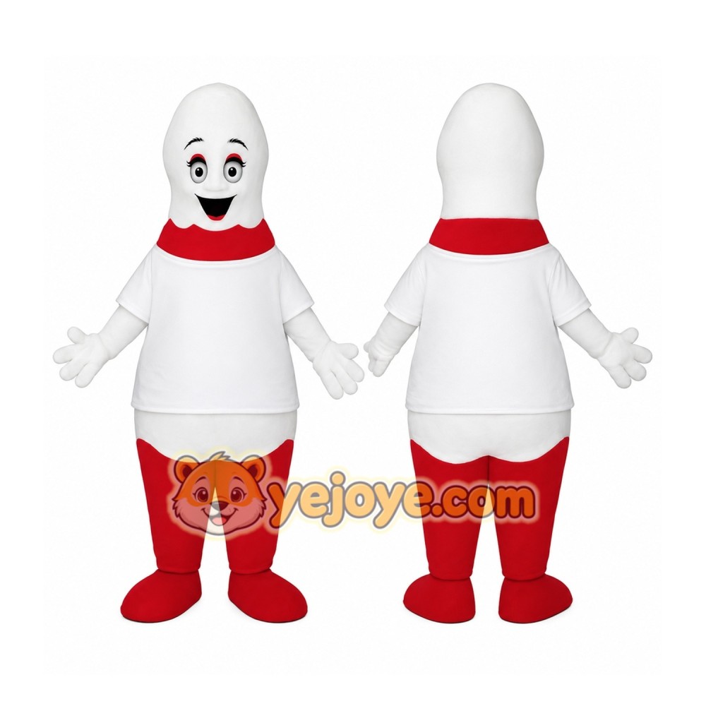 White and Red Character Mascot Costume White and Red Character Mascot Costume