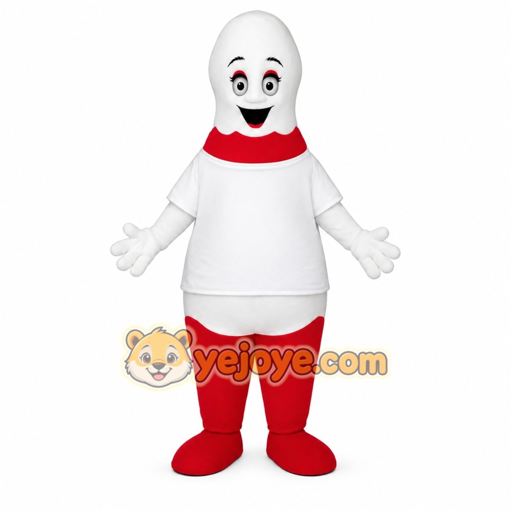 White and Red Character Mascot Costume White and Red Character Mascot Costume