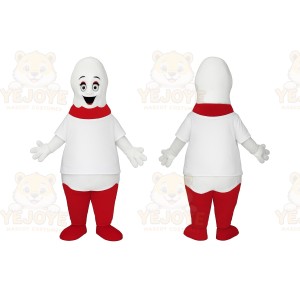 White and Red Character Mascot Costume