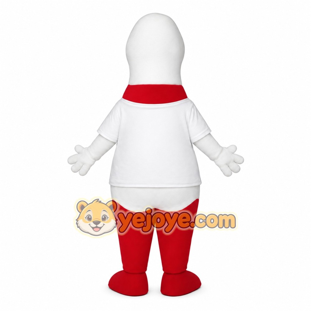 White and Red Character Mascot Costume White and Red Character Mascot Costume