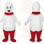 White and Red Character Mascot Costume