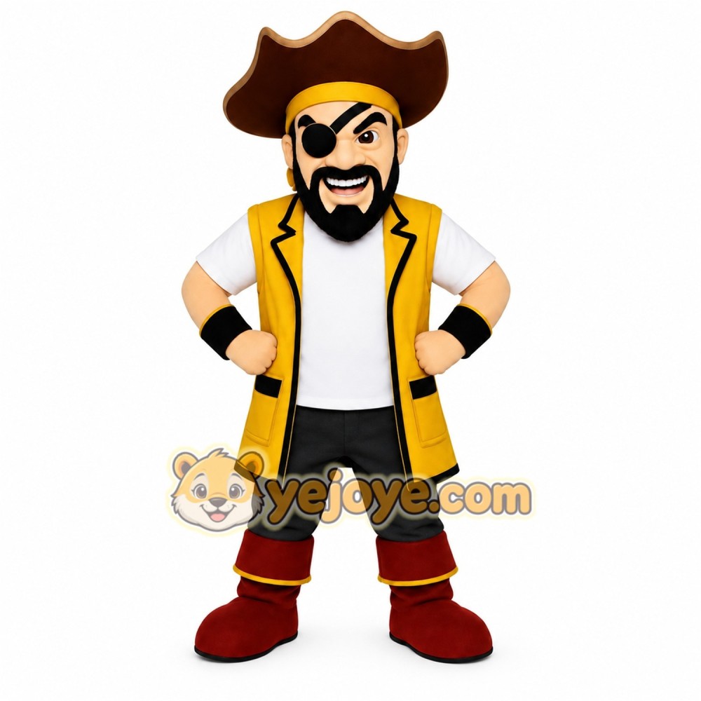 Yellow Pirate Mascot Costume Yellow Pirate Mascot Costume