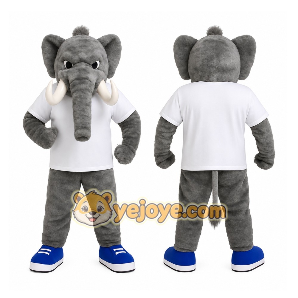 Gray Elephant Mascot Costume