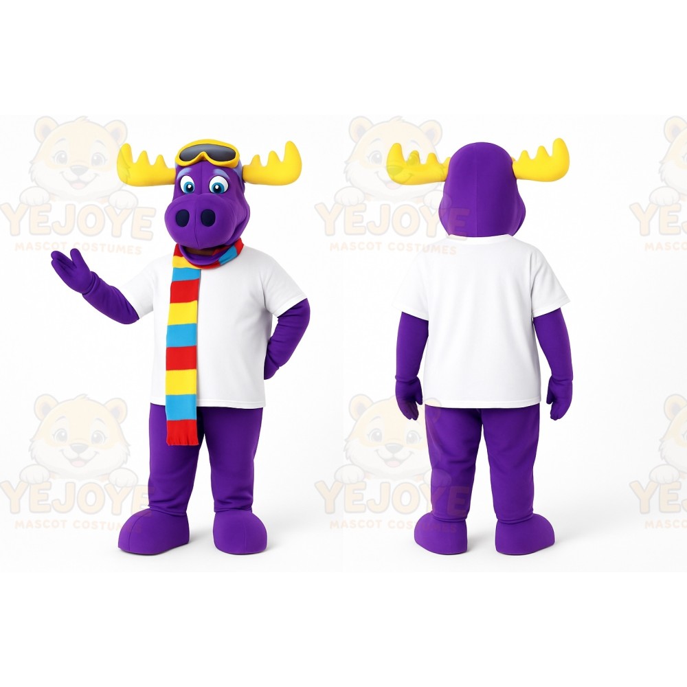 Purple Moose Mascot Costume