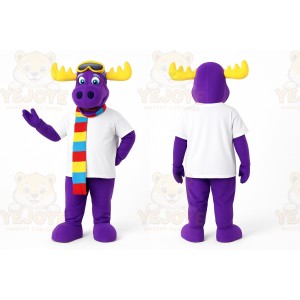 Purple Moose Mascot Costume