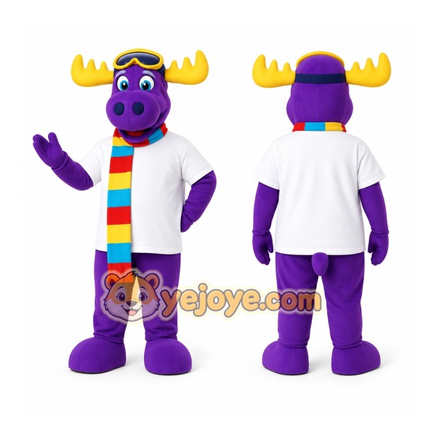 Purple Moose Mascot Costume