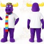 Purple Moose Mascot Costume