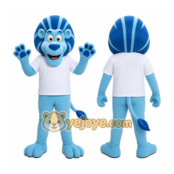 Blue Lion Mascot Costume