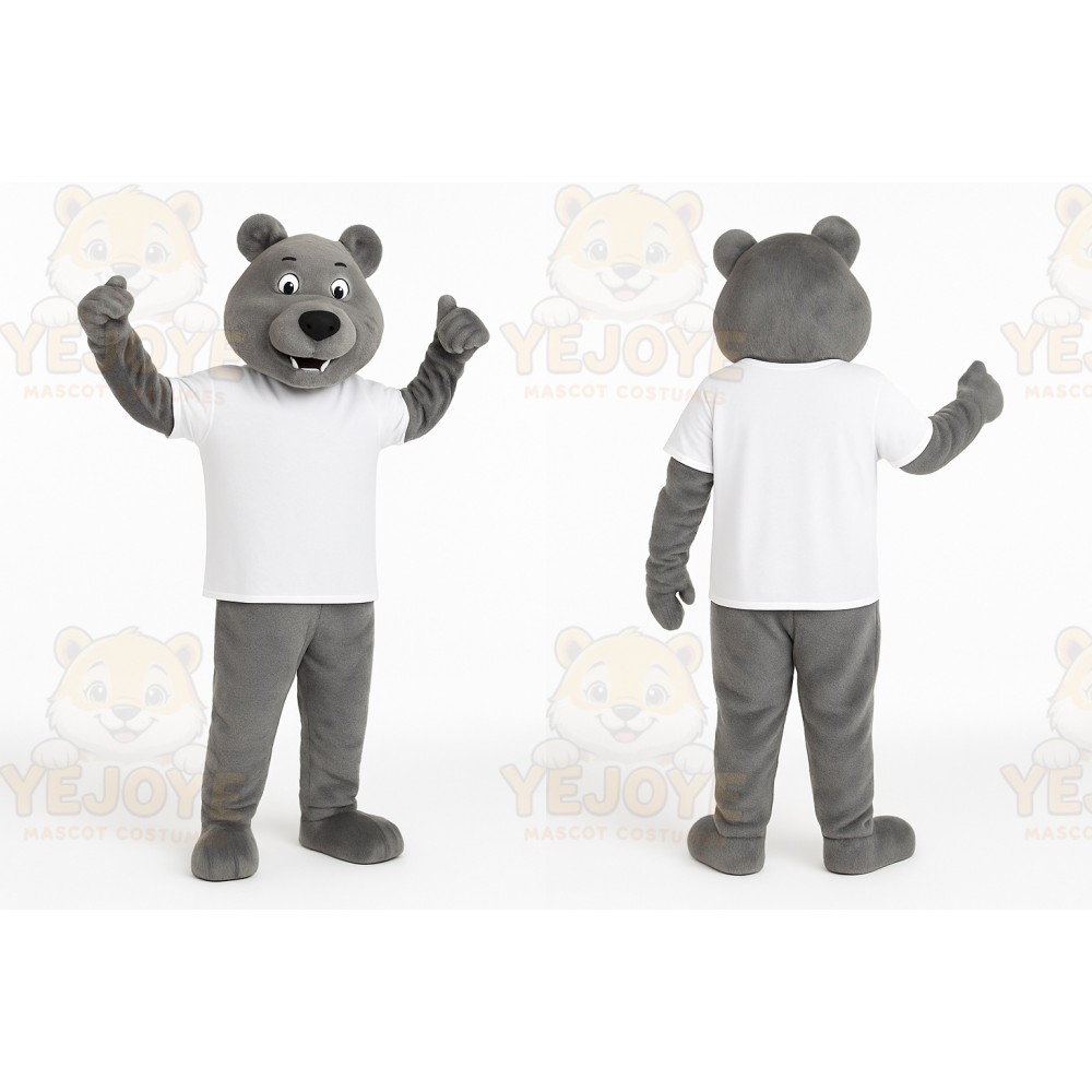 Gray Bear Mascot Costume