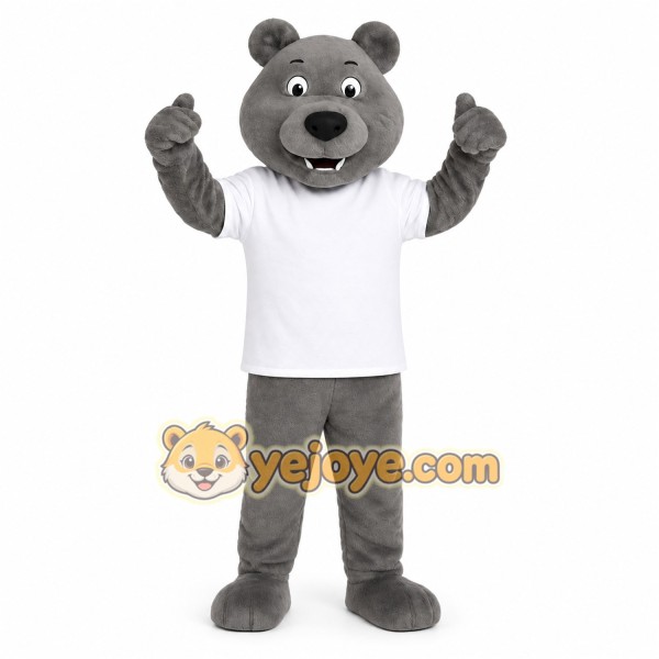 Gray Bear Mascot Costume
