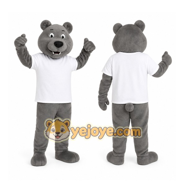 Gray Bear Mascot Costume