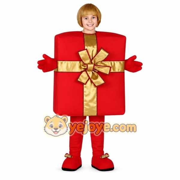 Red Gift Box Mascot Costume Red Gift Box Mascot Costume