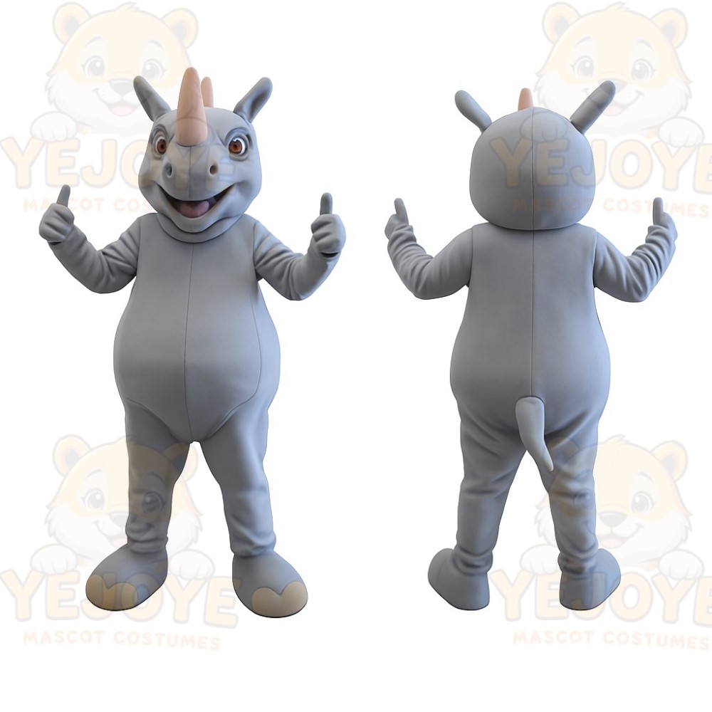 Gray Rhino Mascot Costume