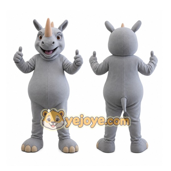 Gray Rhino Mascot Costume