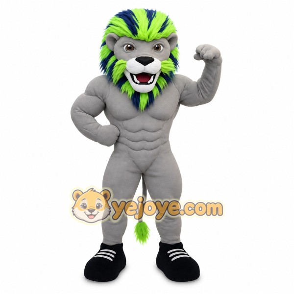 Gray Lion Mascot Costume