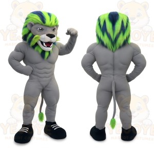 Gray Lion Mascot Costume
