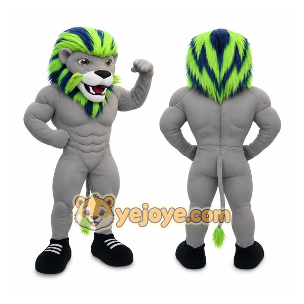 Gray Lion Mascot Costume