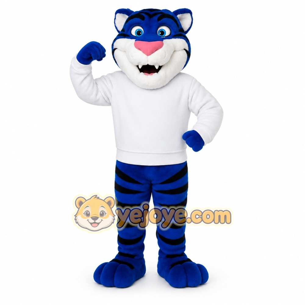 Blue Tiger Mascot Costume Blue Tiger Mascot Costume