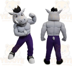 Gray Horse Mascot Costume