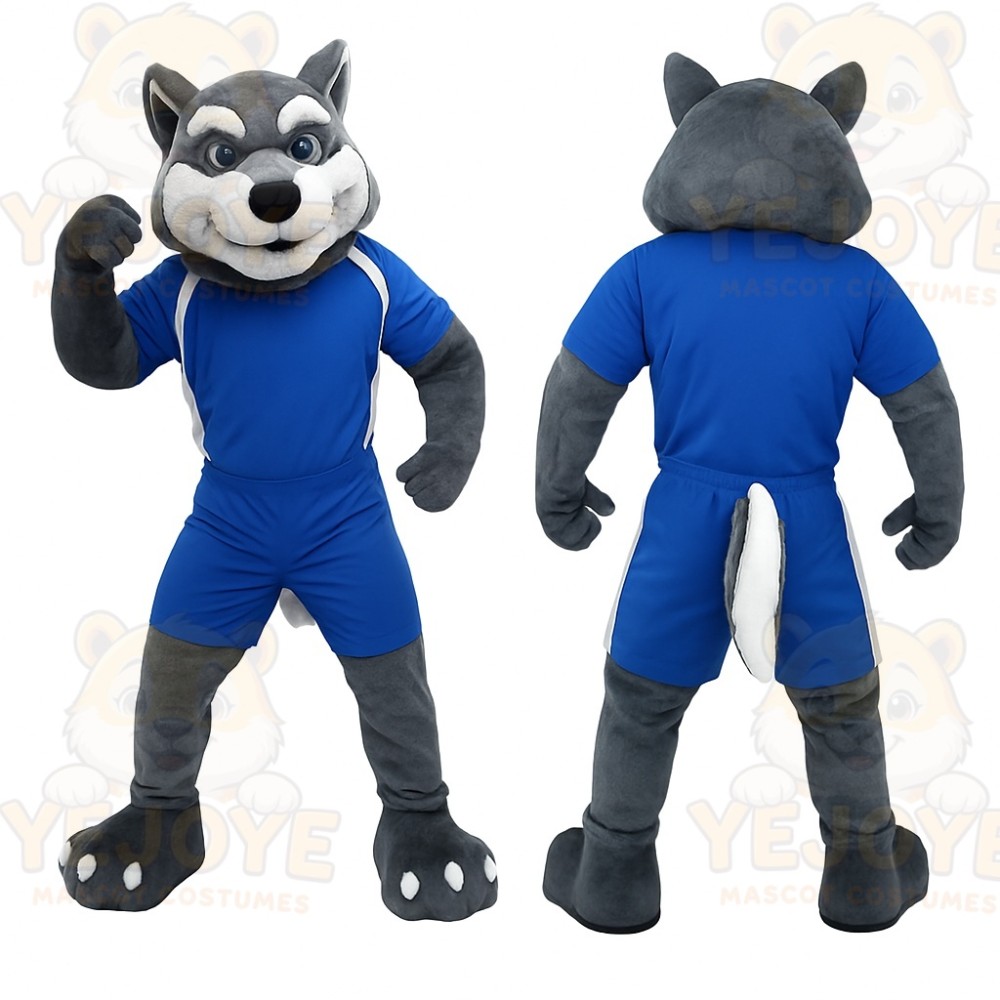 Blue Wolf Mascot Costume