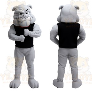 Gray Bulldog Mascot Costume