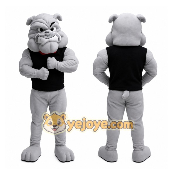 Gray Bulldog Mascot Costume