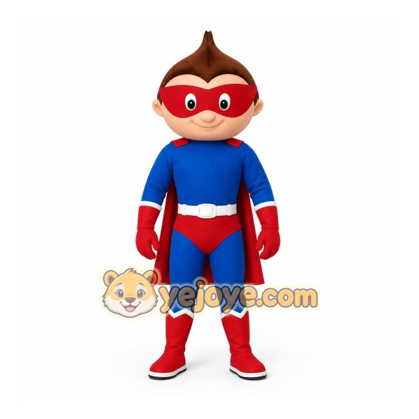 Blue and Red Superhero Mascot Costume