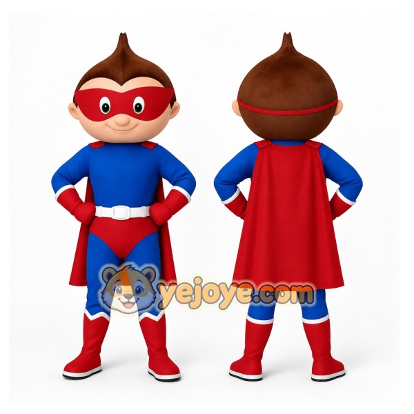 Blue and Red Superhero Mascot Costume